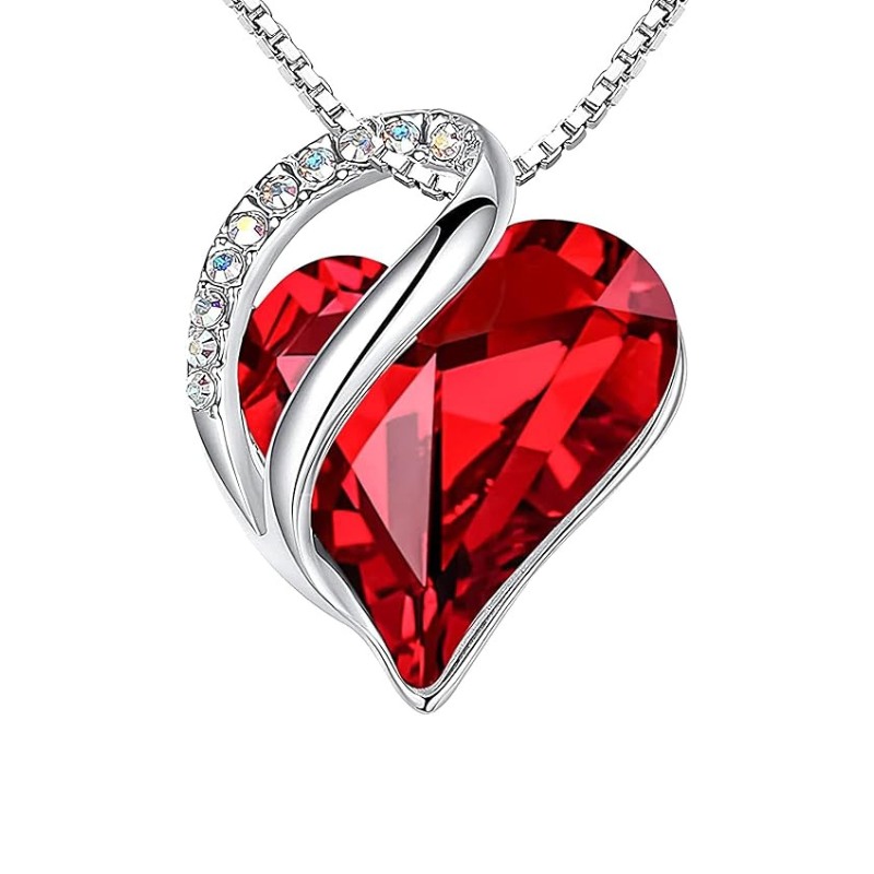 Heart Infinity Necklace White Gold | Ruby Accent Pendant