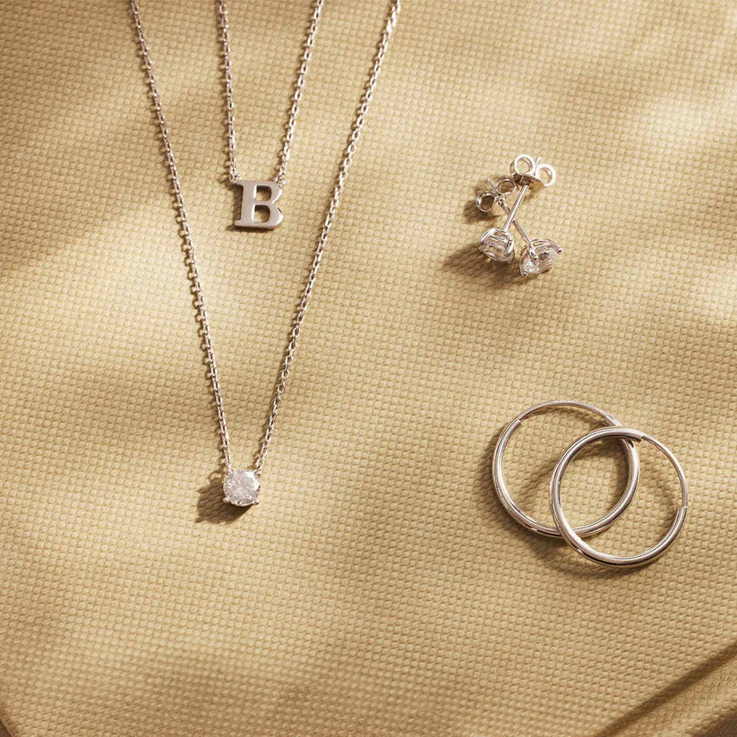Stone Pendant Necklace in White Gold | Elegant Everyday Jewelry