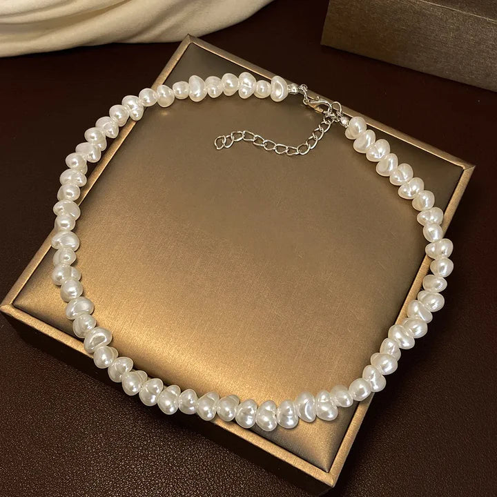 Pearl Necklace White Gold Halo Design Classic Elegant Jewelry