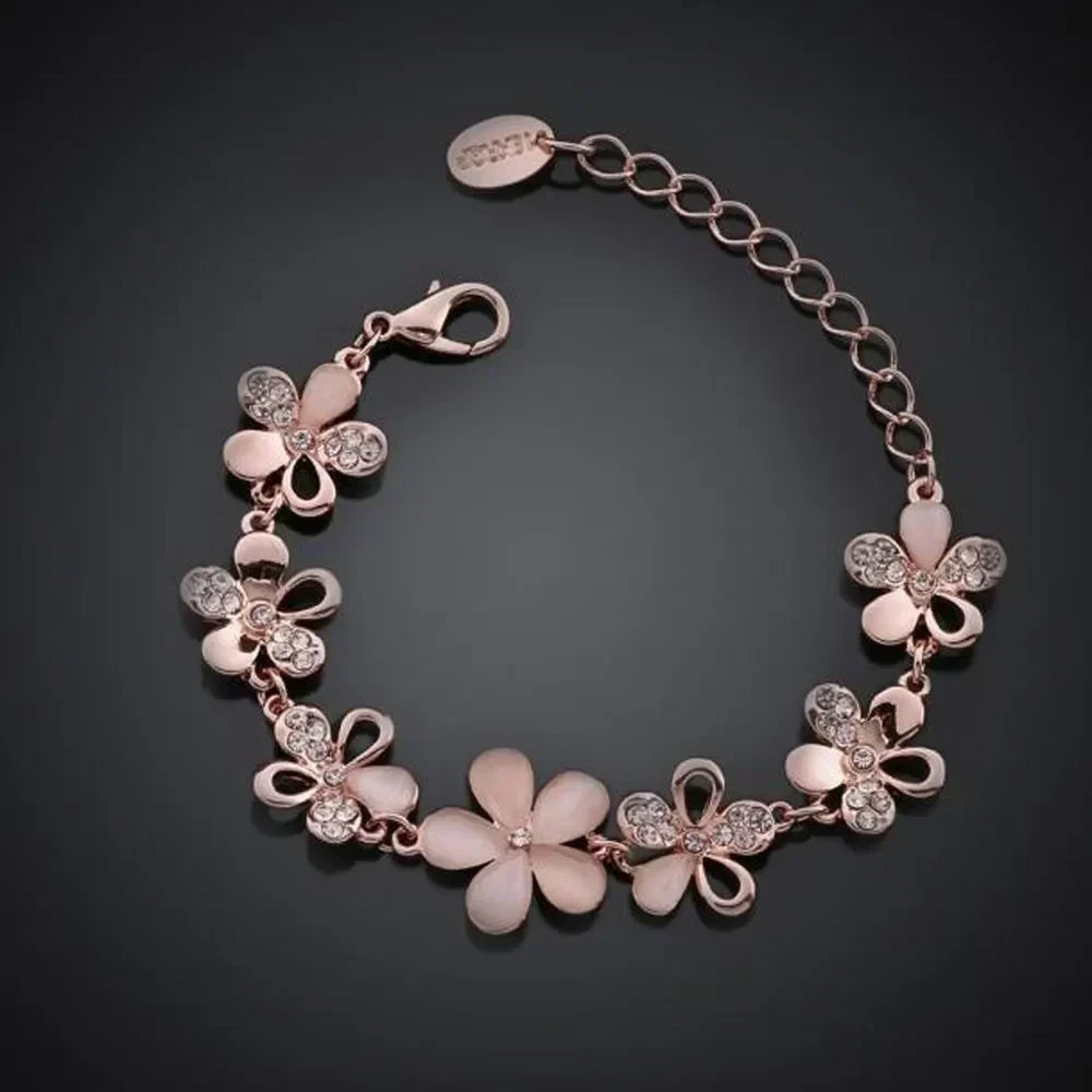 Rose Gold Flower Bracelet | Antique Rose Design Jewelry