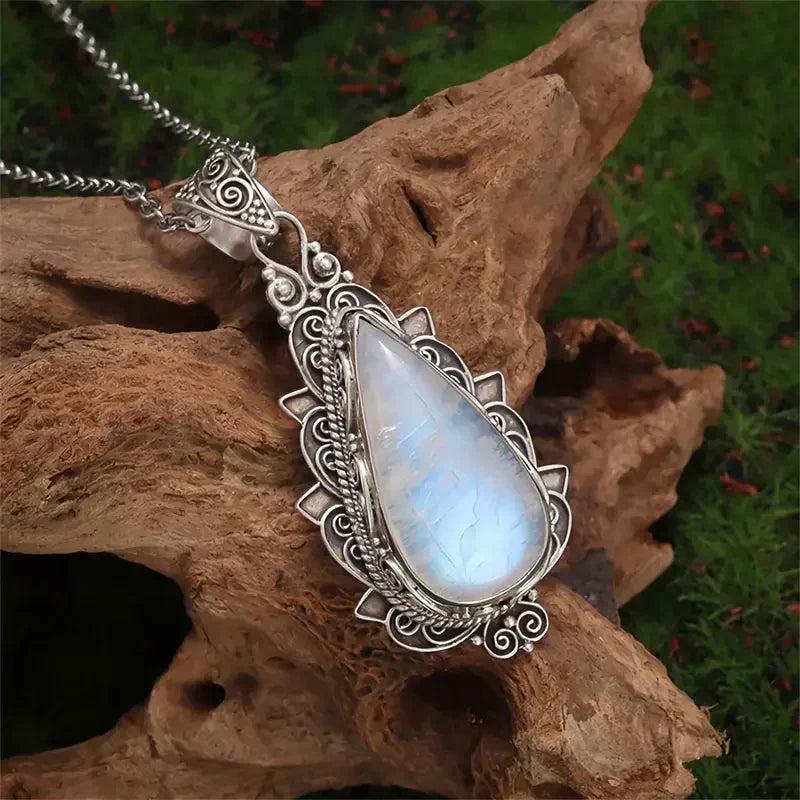 Moonstone Drop Necklace in Gold | Delicate Pendant Necklace