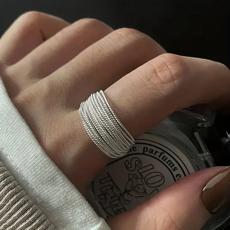 Layered White Gold Ring | Moonveil Stacking Band