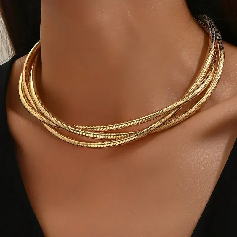 Layered Gold Necklace Set | Three Strand Delicate Chain Necklace