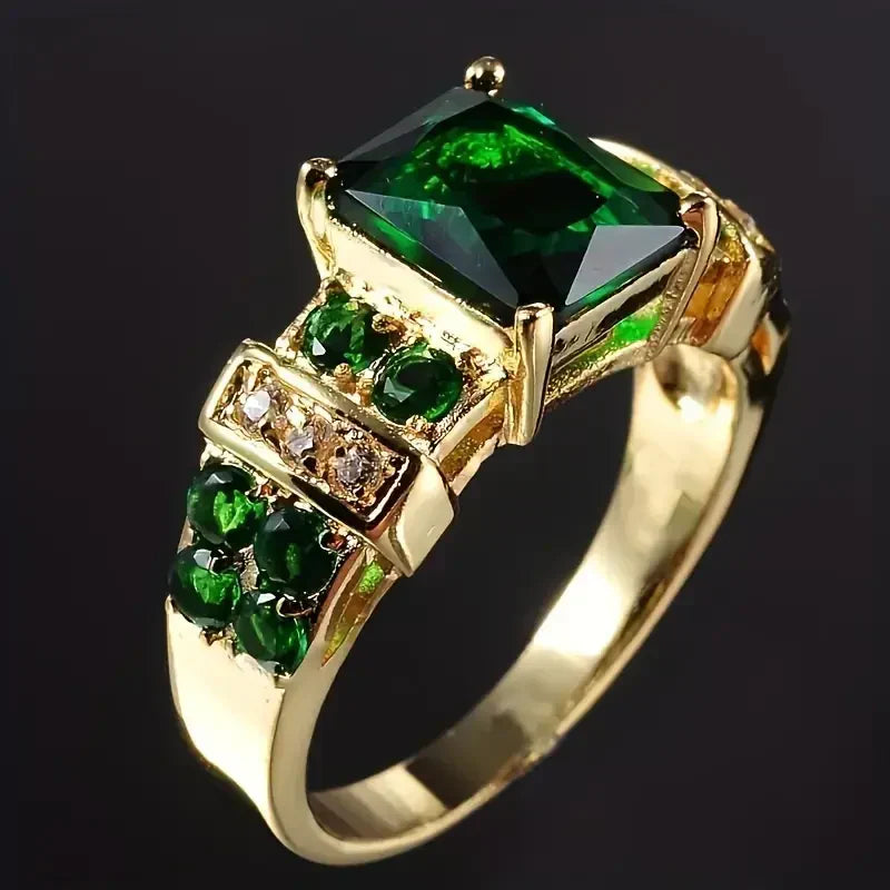 Emerald Statement Ring in Gold | Classic Cocktail Ring