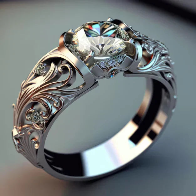 Crystal Cocktail Ring in White Gold | Statement Jewelry