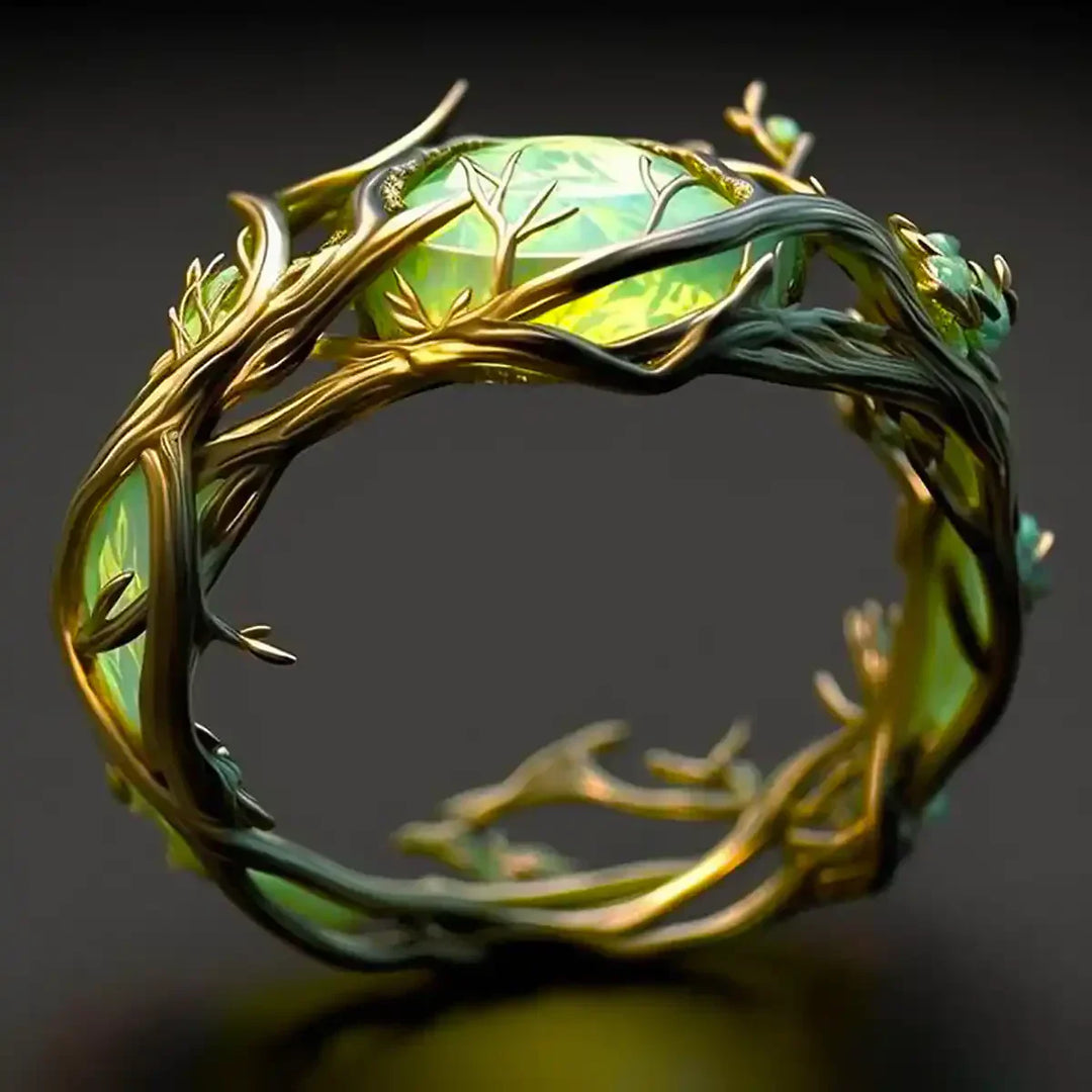 Verdant Bloom Ring | Gold Floral Statement Ring for Women
