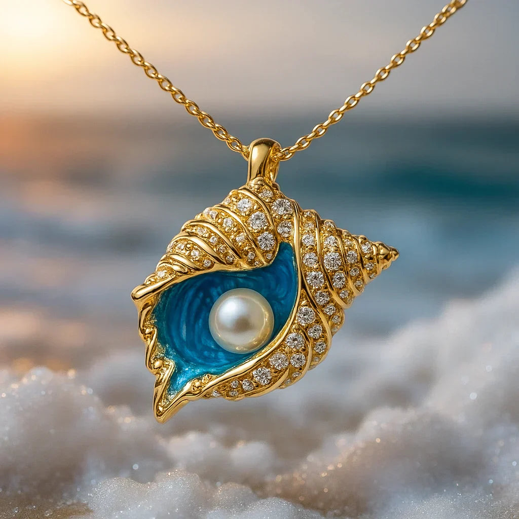 Pearl Seashell Necklace Gold | Coastal Beach Jewelry for Women
