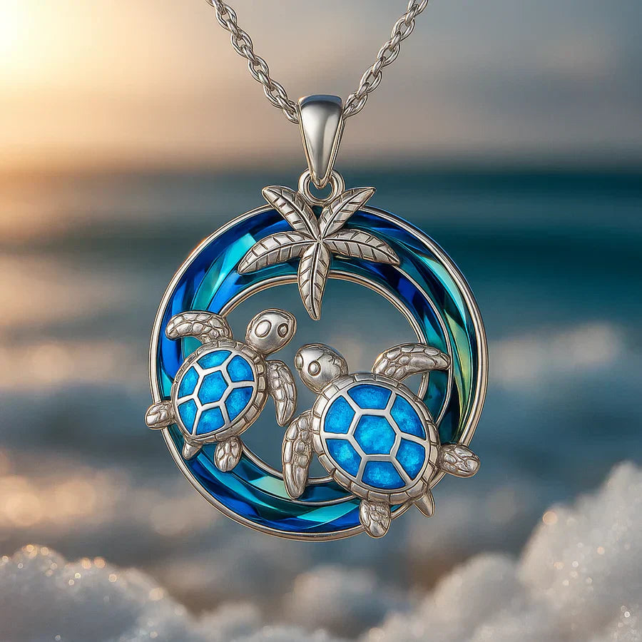 Turtle Pendant Necklace in White Gold - Coastal Jewelry