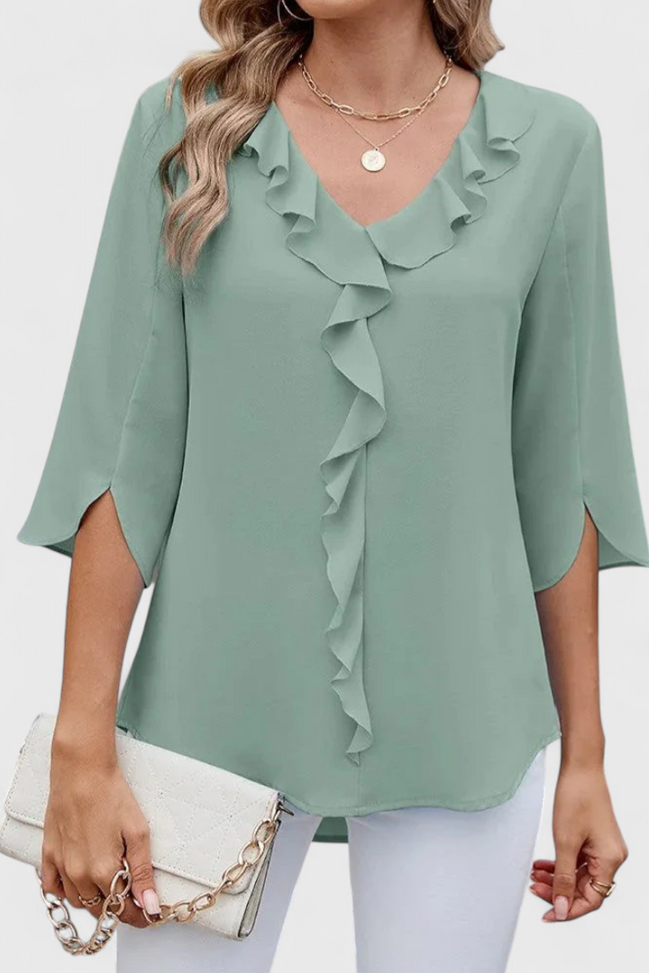 Flared Blouse for Women Lightweight Soft Fabric Elegant Top