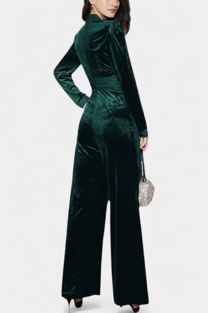 Wide Leg Jumpsuit High Waisted with Tie Waist Detail