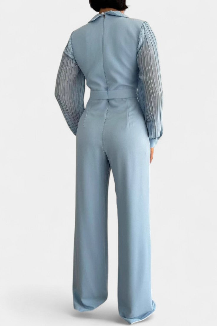 Elegant Jumpsuit with Tailored Collar and Ruffle Details