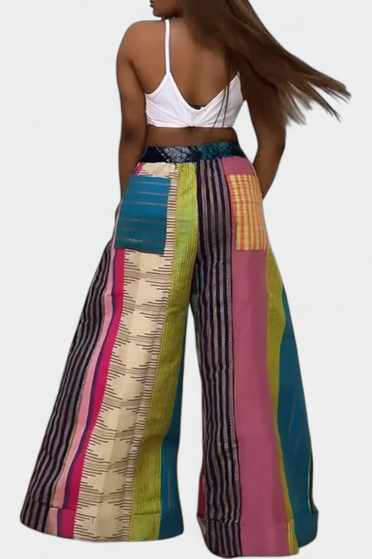 Striped Wide Leg Pants with Drawstring Waist for Women