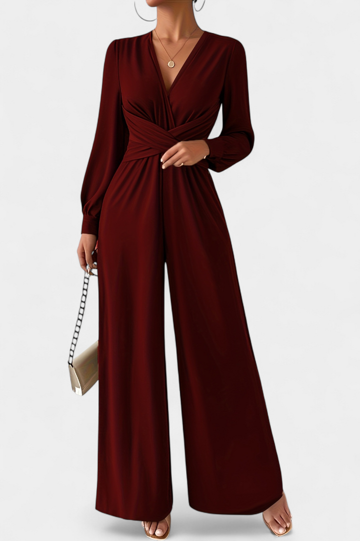 Tailored V-Neck Jumpsuit with Structured Jacket for Women