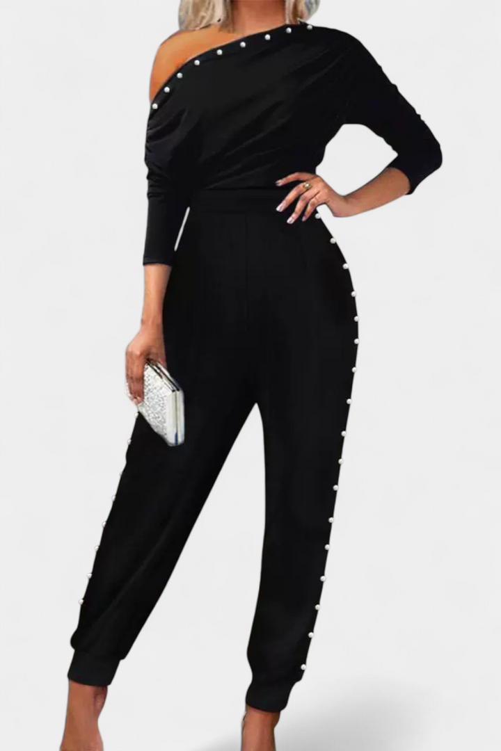 Beaded One Shoulder Jumpsuit for Women | Elegant Evening Wear