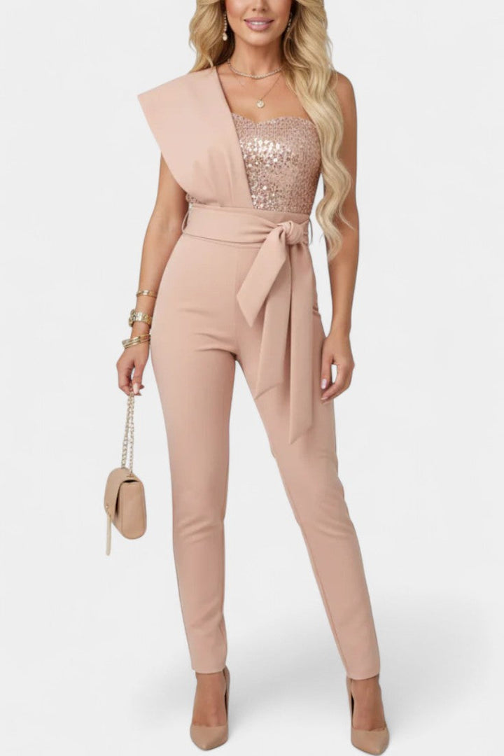 Sequin One Shoulder Bodysuit for Women Evening Wear