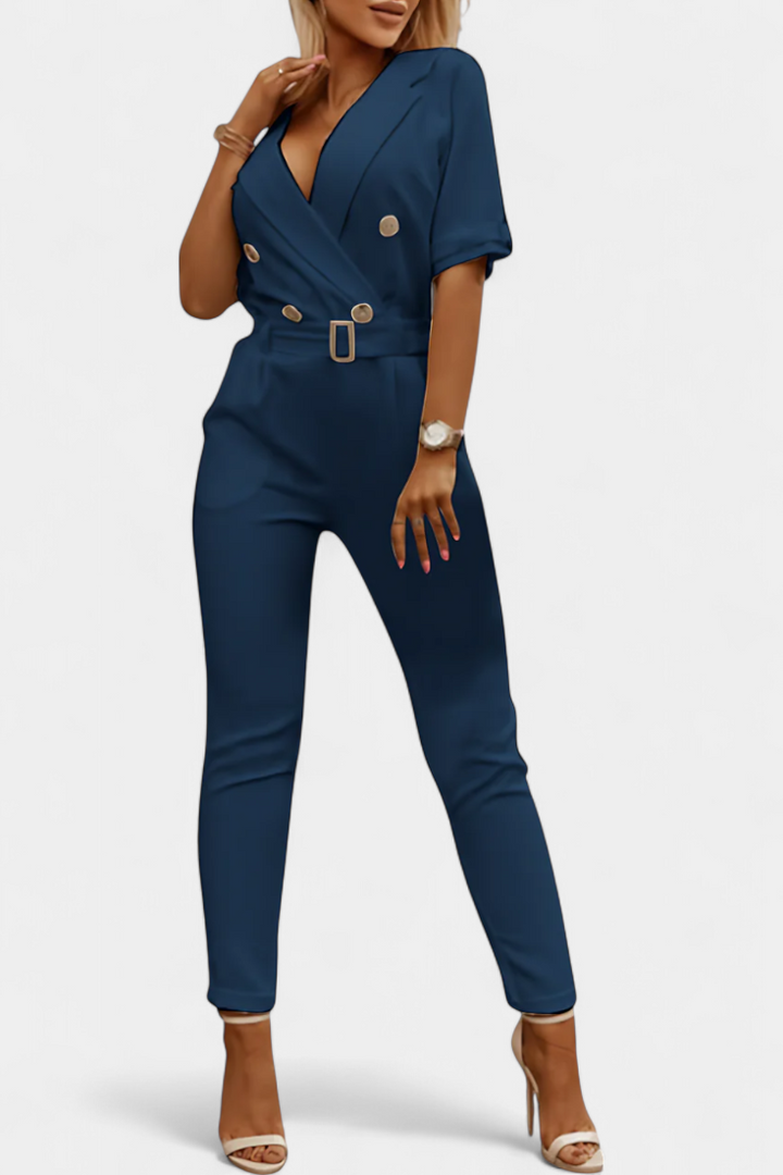 V-Neck Jumpsuit for Women - Elegant Relaxed Fit