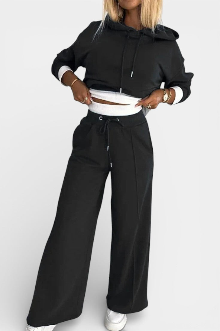 Oversized Hoodie and High Waisted Pants Set - Comfortable Lounge Set