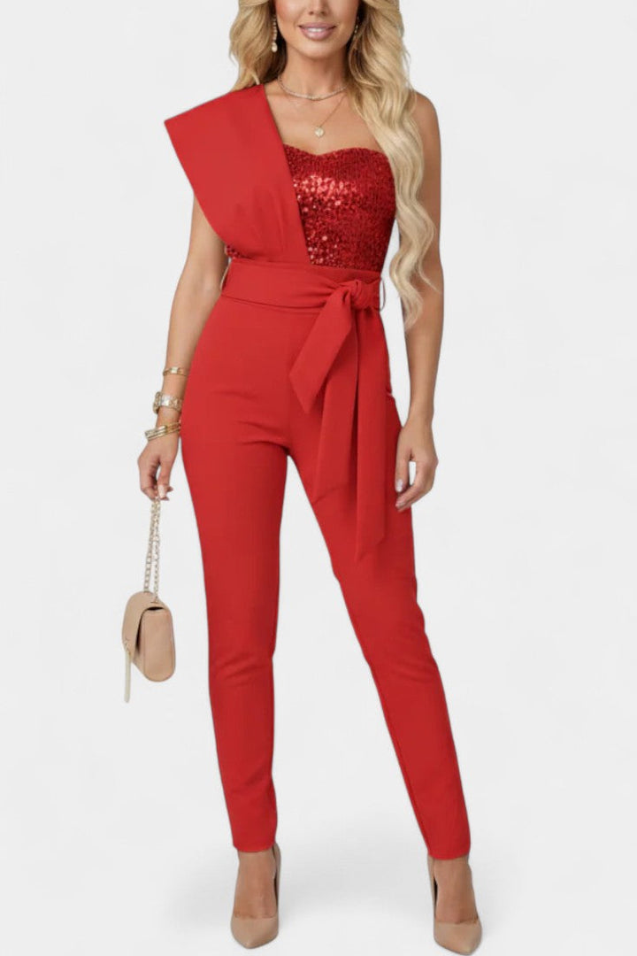 Sequin One Shoulder Bodysuit for Women Evening Wear