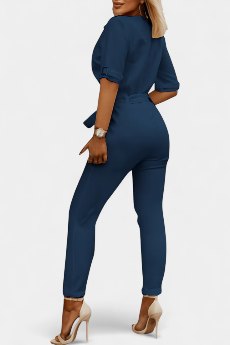 V-Neck Jumpsuit for Women - Elegant Relaxed Fit