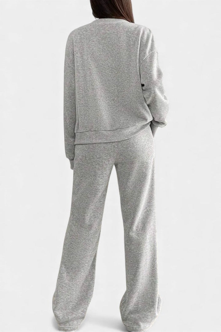 Cardigan Jacket and Wide Leg Pants Set - Two Piece Loungewear Outfit