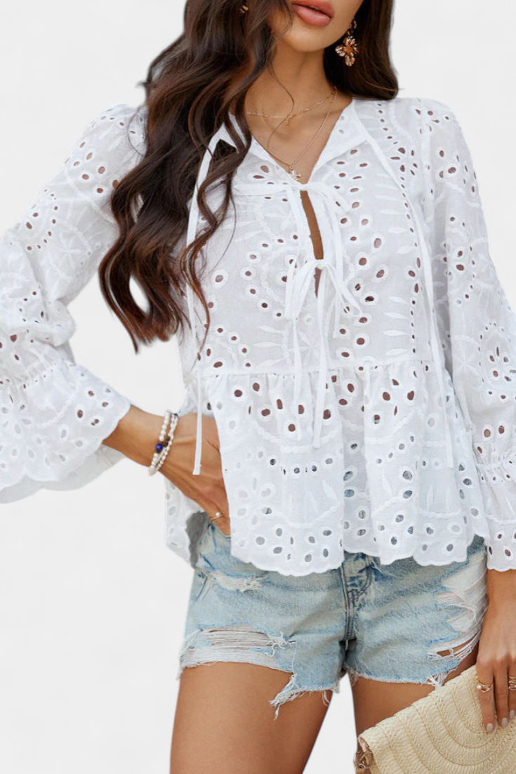Bohemian Lace Top for Women - Loose Fit Romantic Blouse