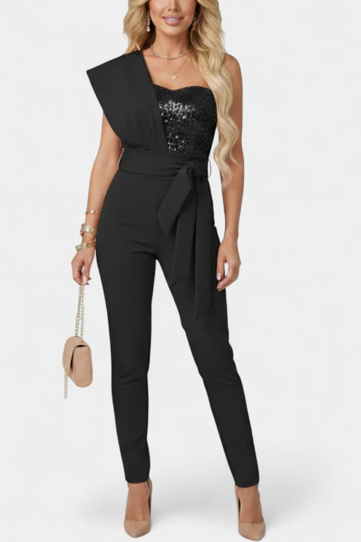 Sequin One Shoulder Bodysuit for Women Evening Wear