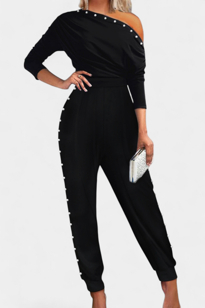 Beaded One Shoulder Jumpsuit for Women | Elegant Evening Wear