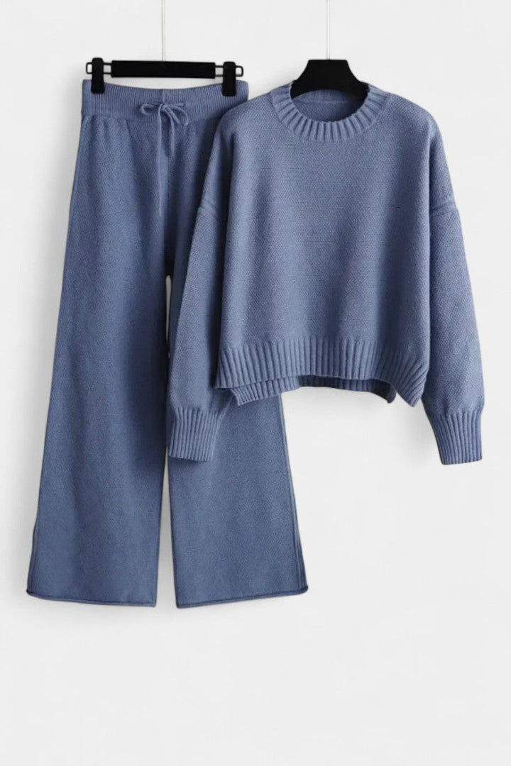 Knit Lounge Set for Women - Relaxed Two Piece Sweater and Pants