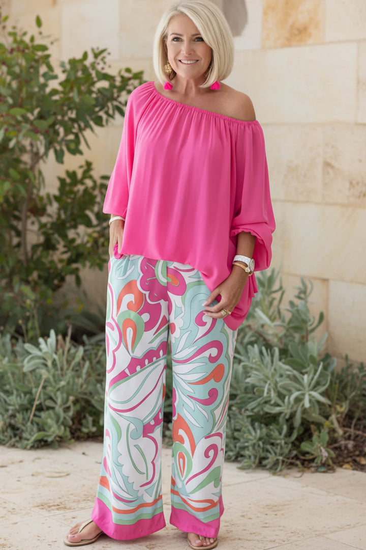 Off Shoulder Lounge Set for Women - Relaxed Fit Two Piece