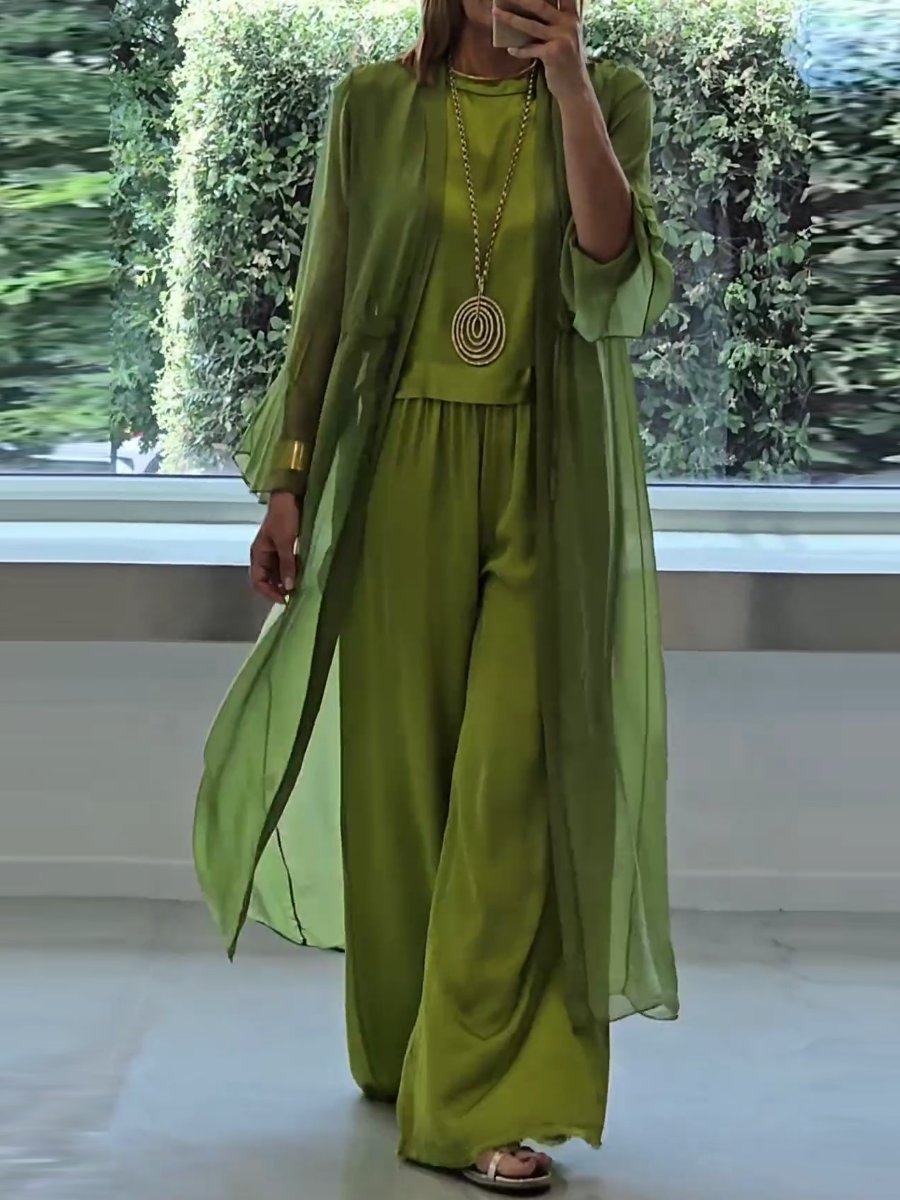 Three Piece Lounge Set with Cardigan for Women