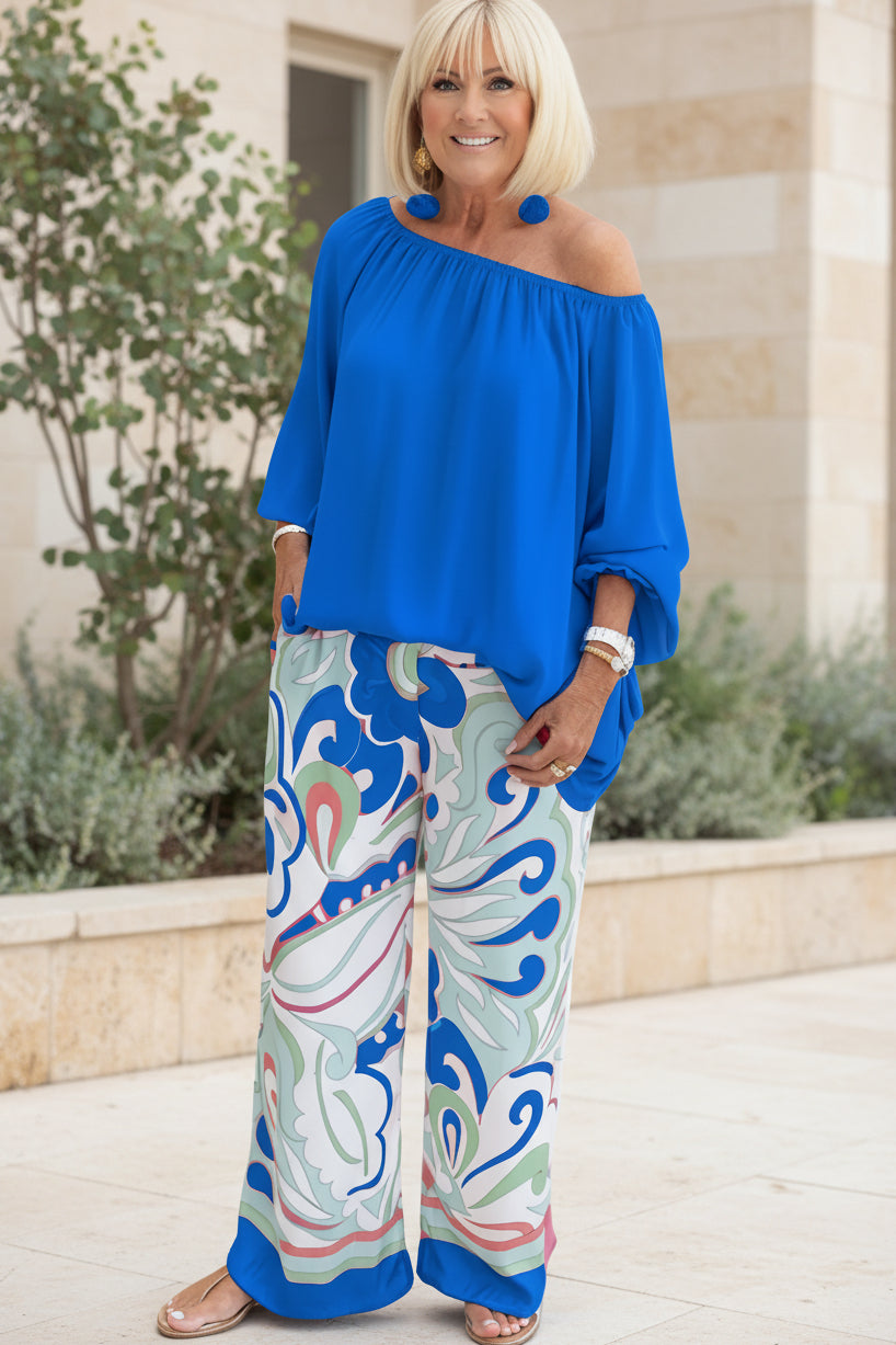 Off Shoulder Lounge Set for Women - Relaxed Fit Two Piece