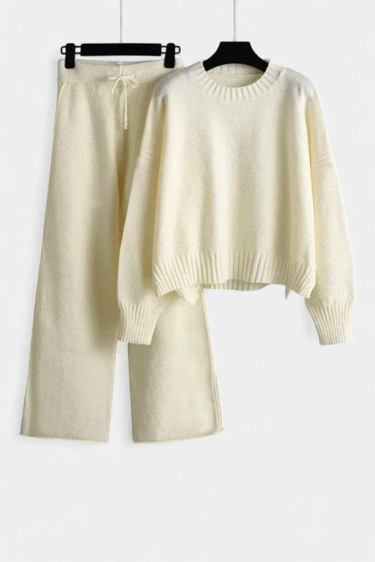 Knit Lounge Set for Women - Relaxed Two Piece Sweater and Pants