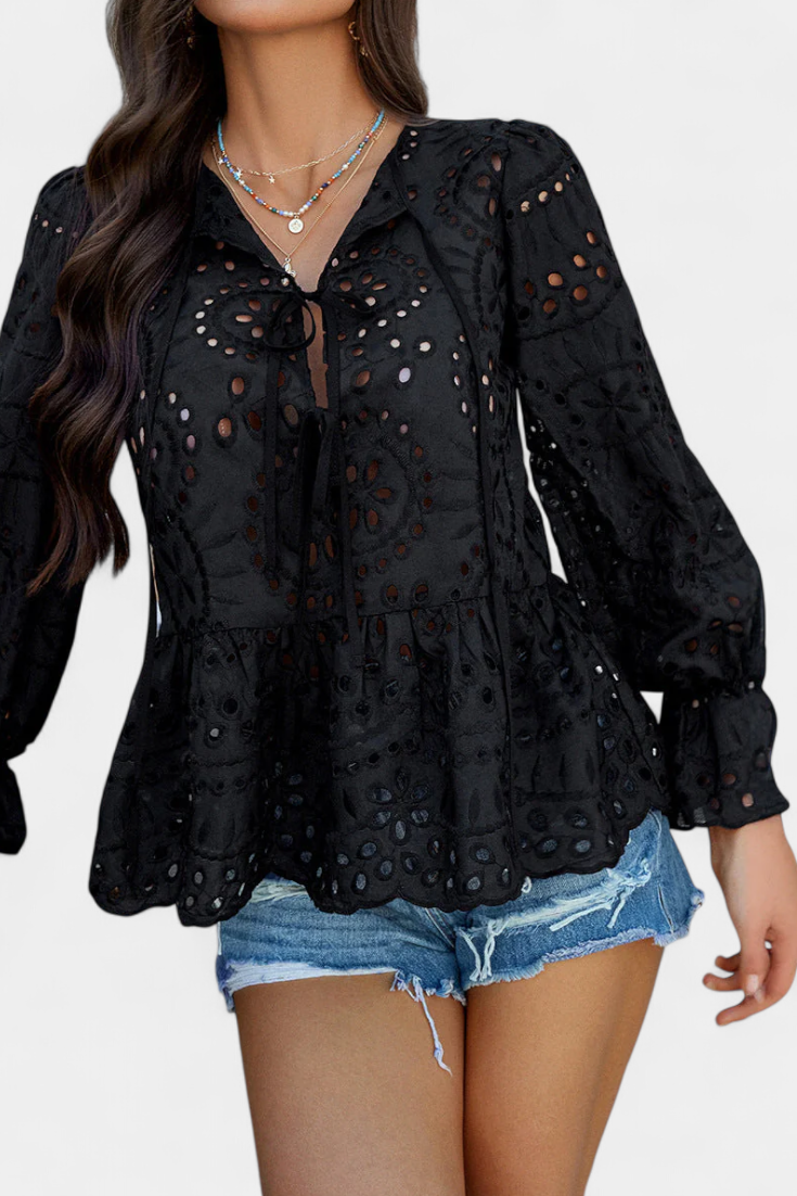 Bohemian Lace Top for Women - Loose Fit Romantic Blouse