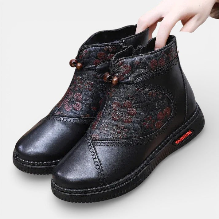Leather Ankle Boots with Orthopedic Support for Women