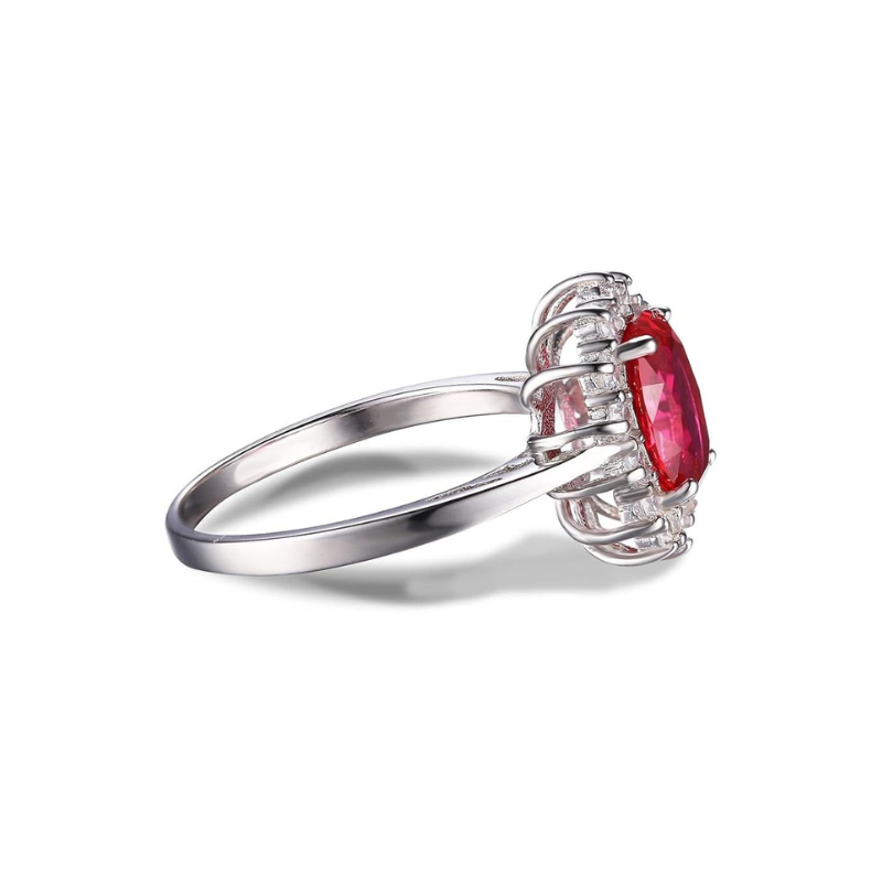 Ruby Halo Ring in White Gold | Classic Engagement Ring