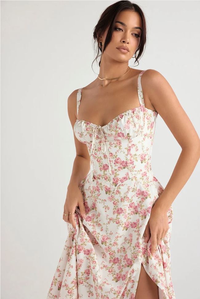 Printed Midi Dress with Colorful Pattern for Spring