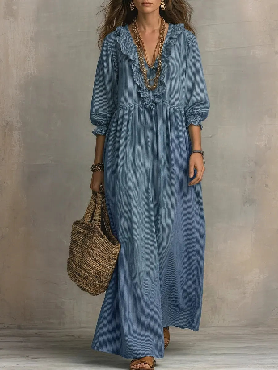 Boho Maxi Dress Long Sleeve Women's Flowing Dress