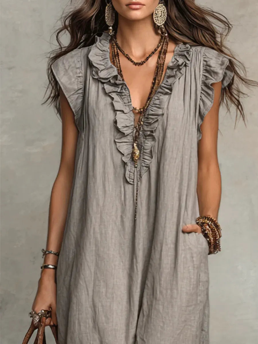 Boho Maxi Dress with Ruffles for Women