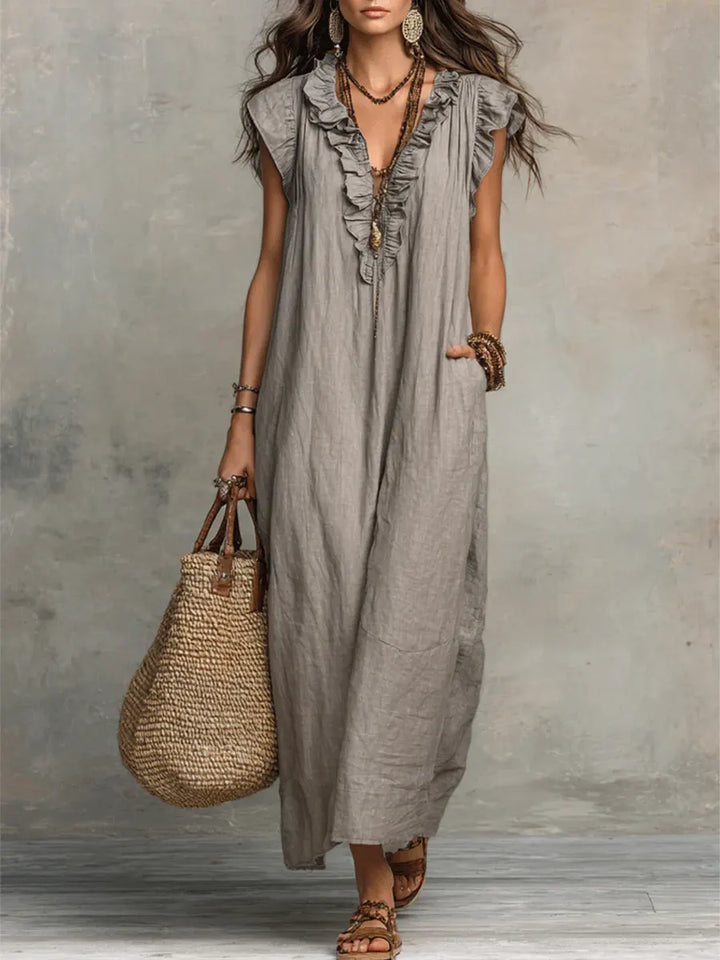 Boho Maxi Dress with Ruffles for Women