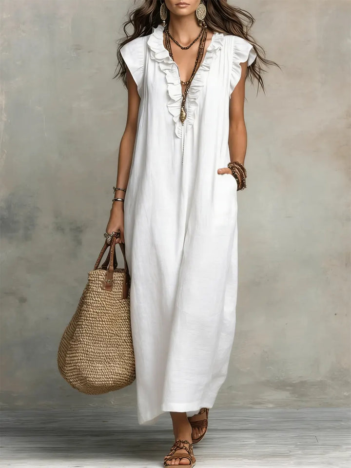 Boho Maxi Dress with Ruffles for Women