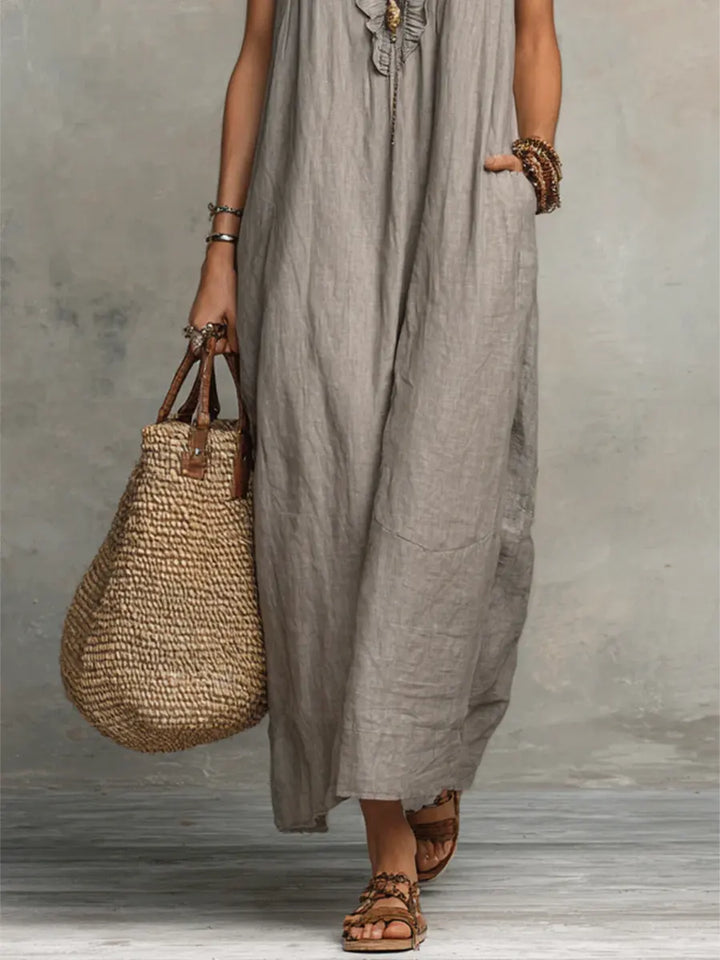 Boho Maxi Dress with Ruffles for Women