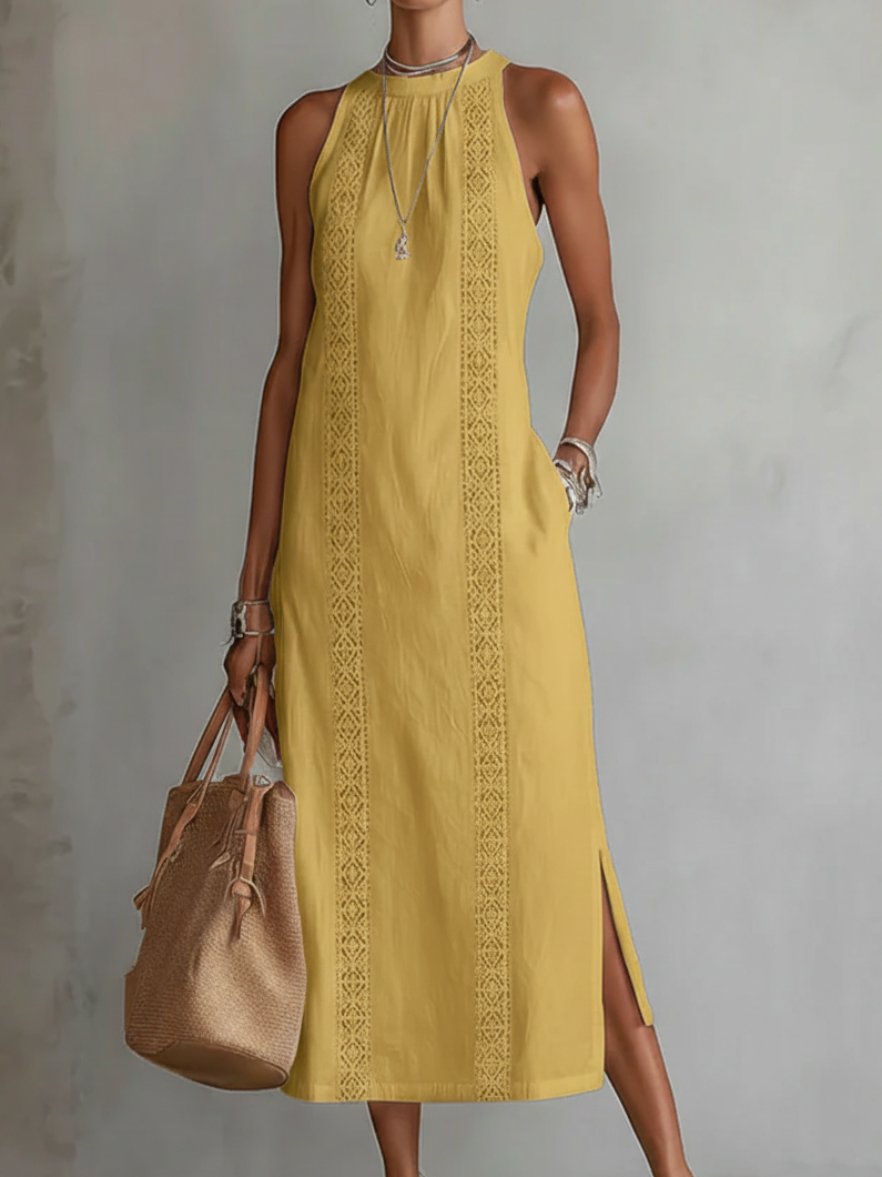 Sleeveless Lace Midi Dress for Women - Elegant Summer Style