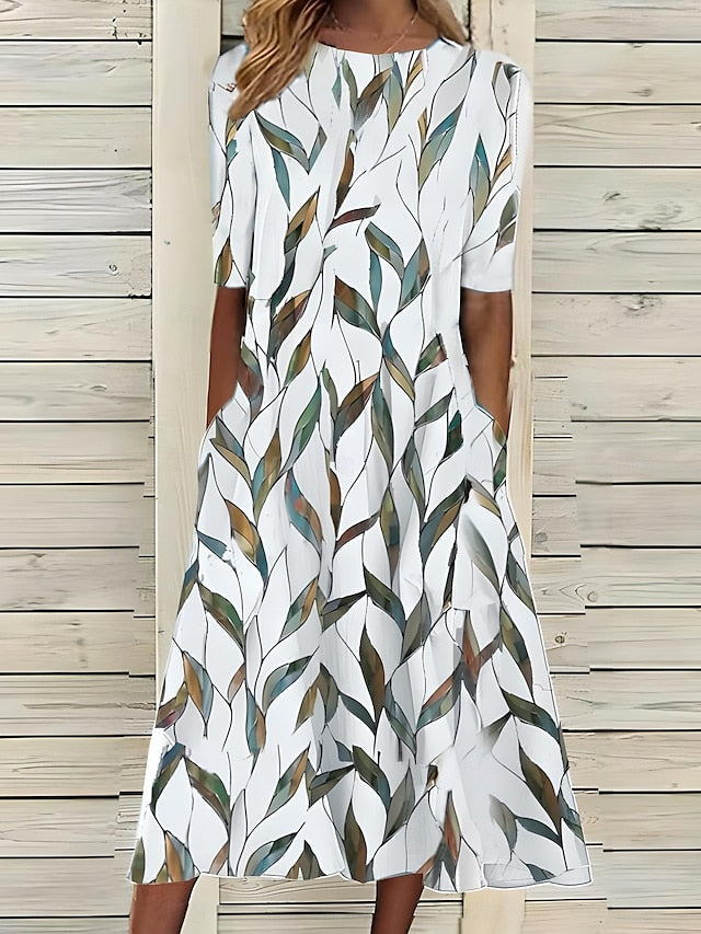 Floral A-Line Dress for Women | Coastal Summer Midi Dress