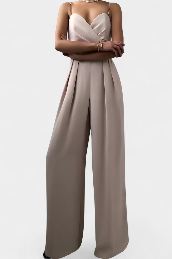 Sleeveless Jumpsuit With Wide Legs and Tailored Waist