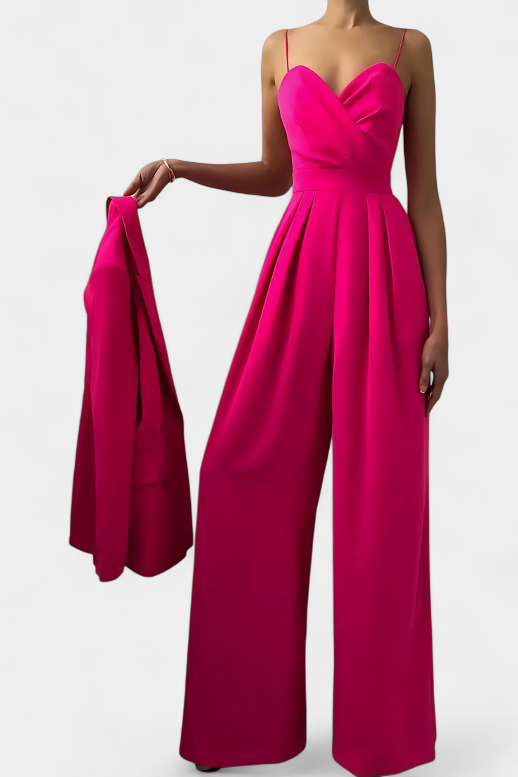 Sleeveless Jumpsuit With Wide Legs and Tailored Waist