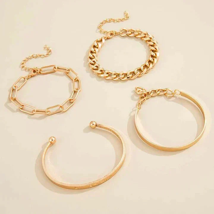 Bracelet Set White Gold Layered Stack | Classic Everyday Jewelry