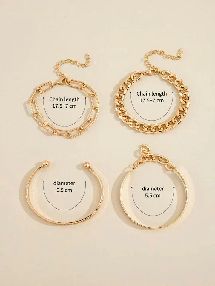 Gold Bracelet Set - Layered Stack Bangles for Women