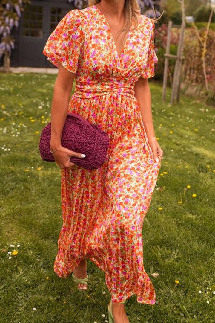 Maxi Dress with Deep V-Neck for Women | Elegant Evening Wear