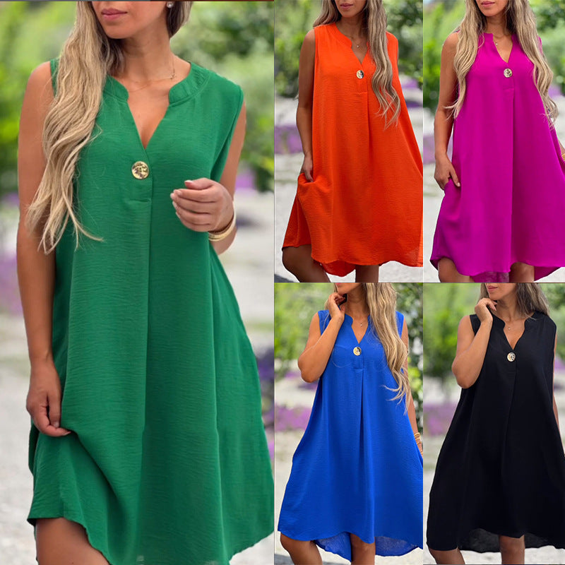 Sleeveless V-Neck Dress for Women - Timeless Everyday Style