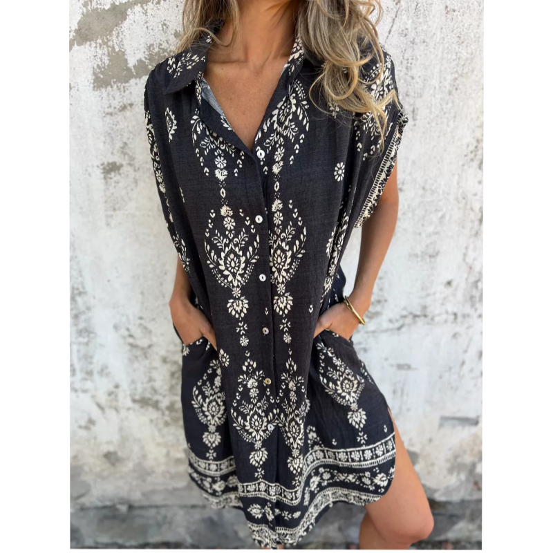 Vintage Boho Dress for Women | Relaxed Fit Midi Dress
